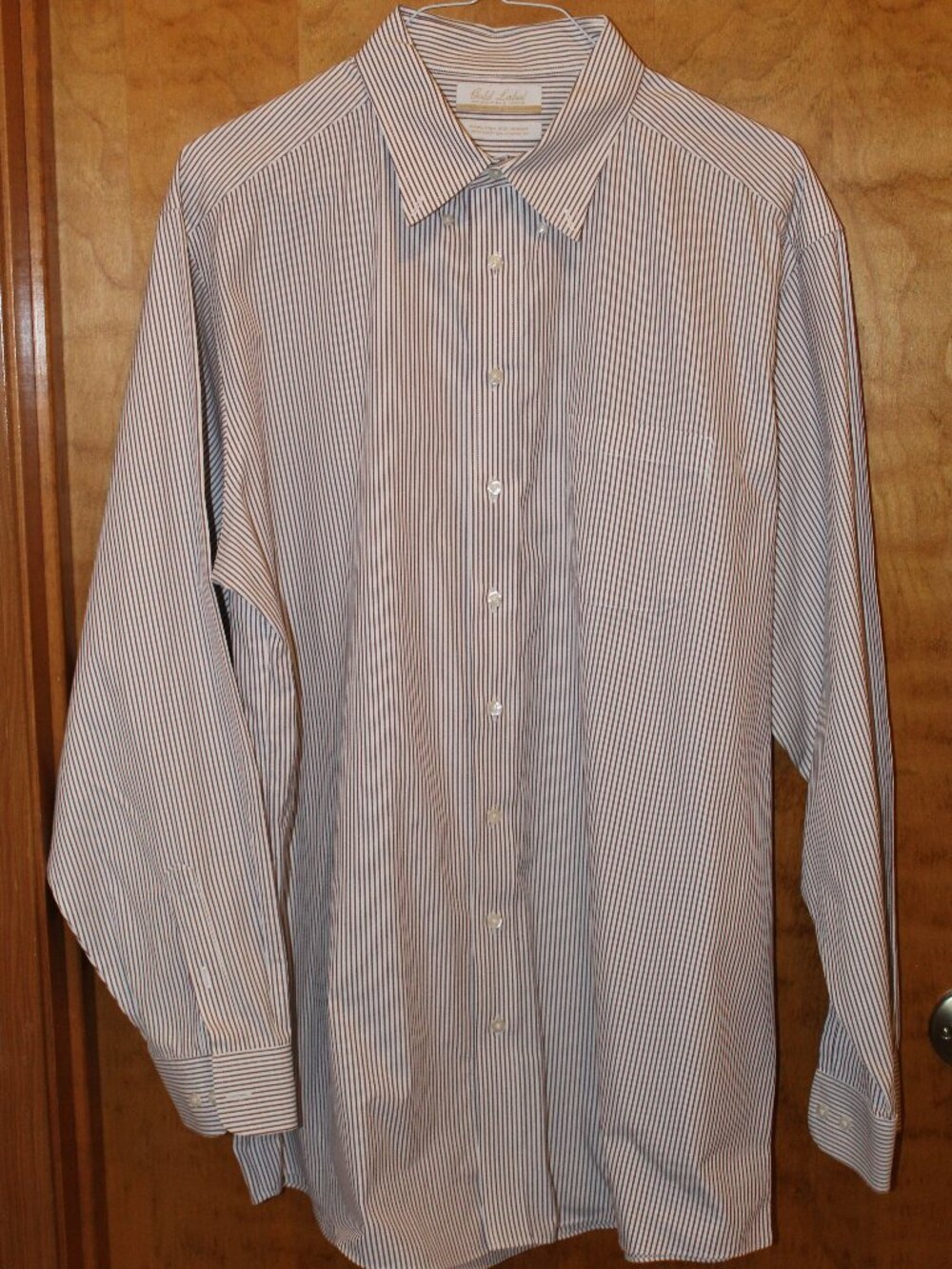 Roundtree & Yorke Gold Label Mens Size 18 - 36/37 Tall Pin Striped Shirt #89